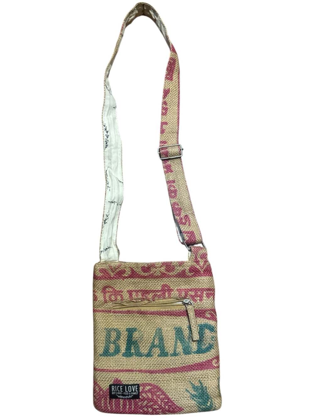 Rice Love Recycled Burlap Crossbody Purse